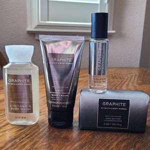 🛍BOGO 50% OFF🛁🧴NWT‼️Bath & Body Works Men's 4-Pc "Graphite" Travel Collection